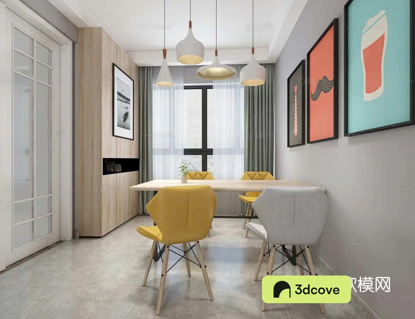Modern minimalist living restaurant
