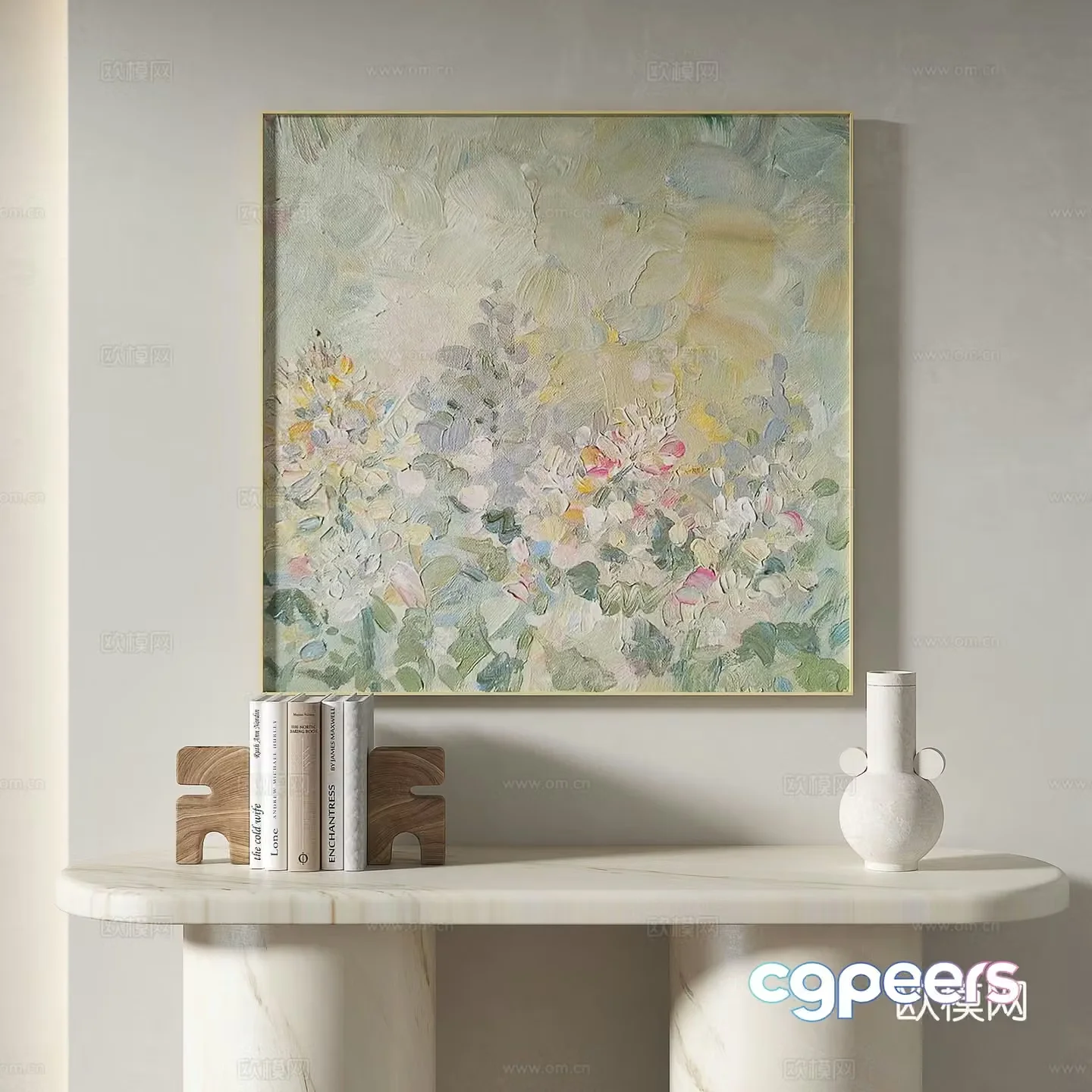 Modern minimalist creamy style retro abstract decorative painting 3d model