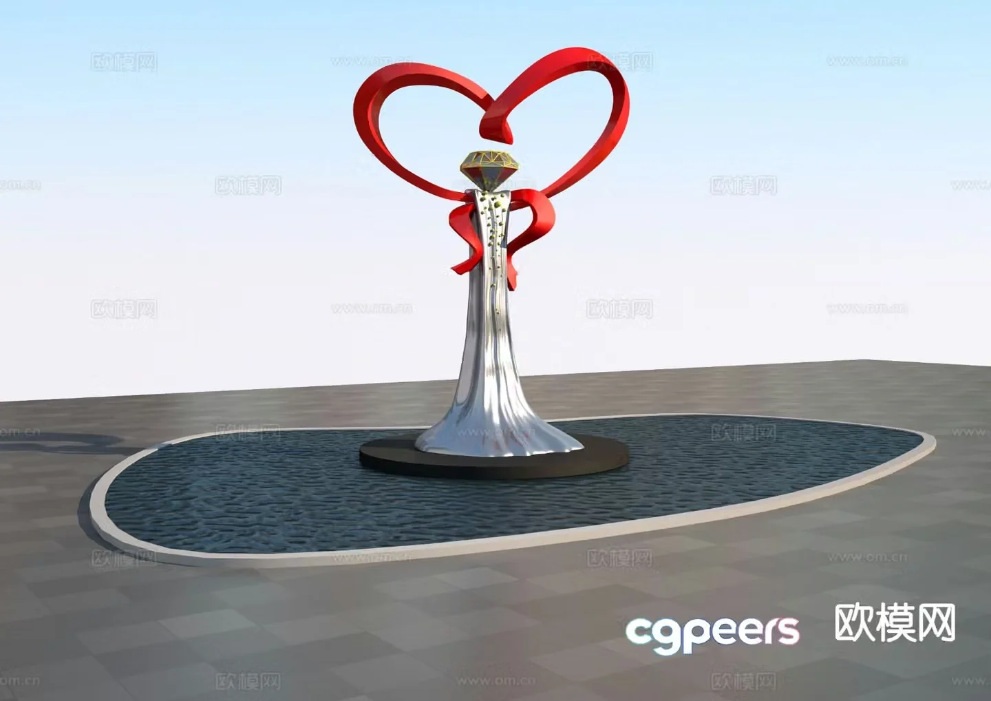 Love jewelry sculpture 3d model