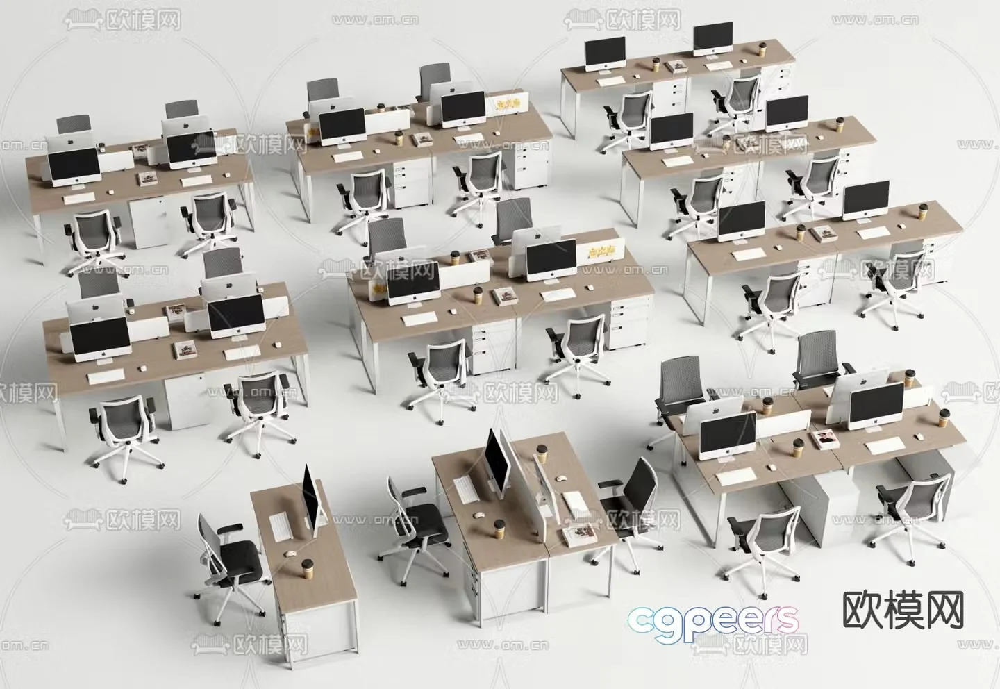 Office desk and chair work station 3d model