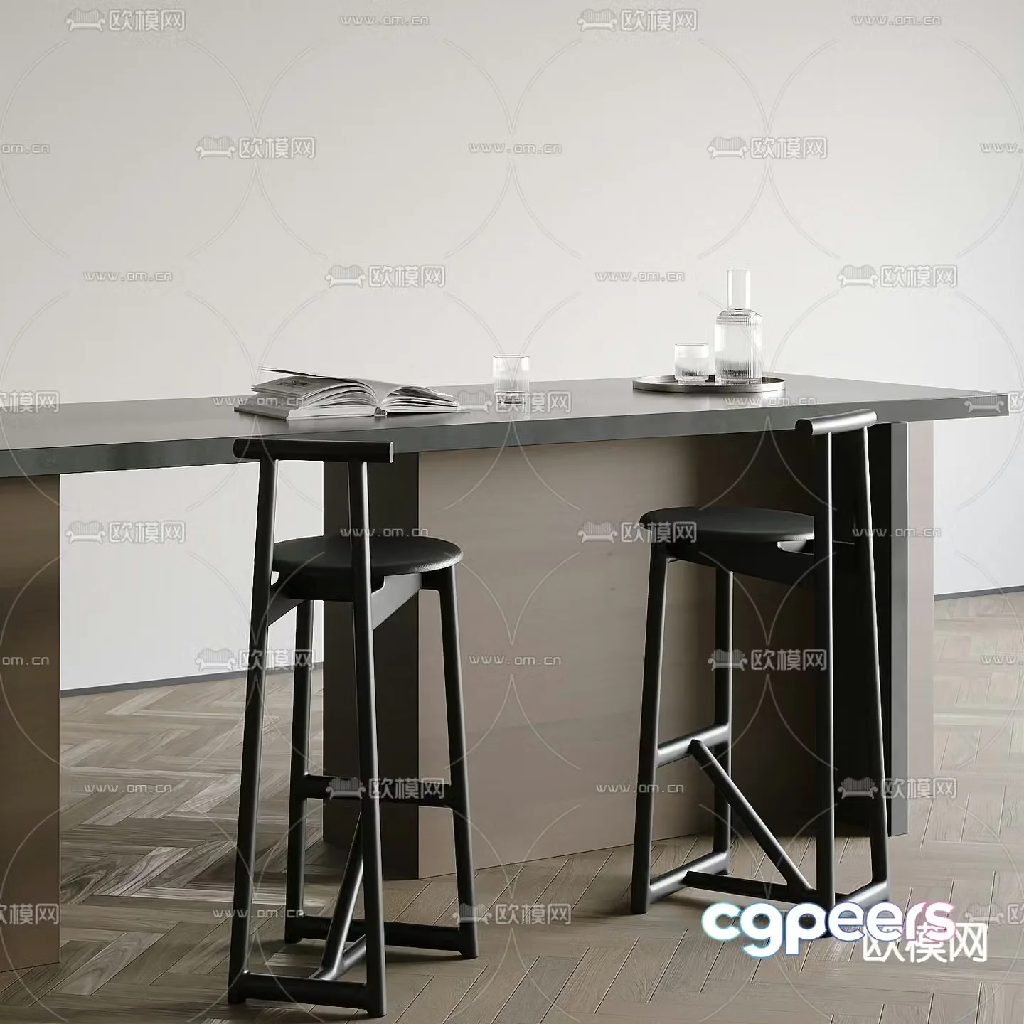 Modern bar chair high chair 3d model