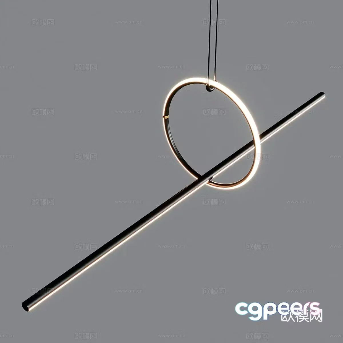 Modern strip chandelier minimalist chandelier 3d model