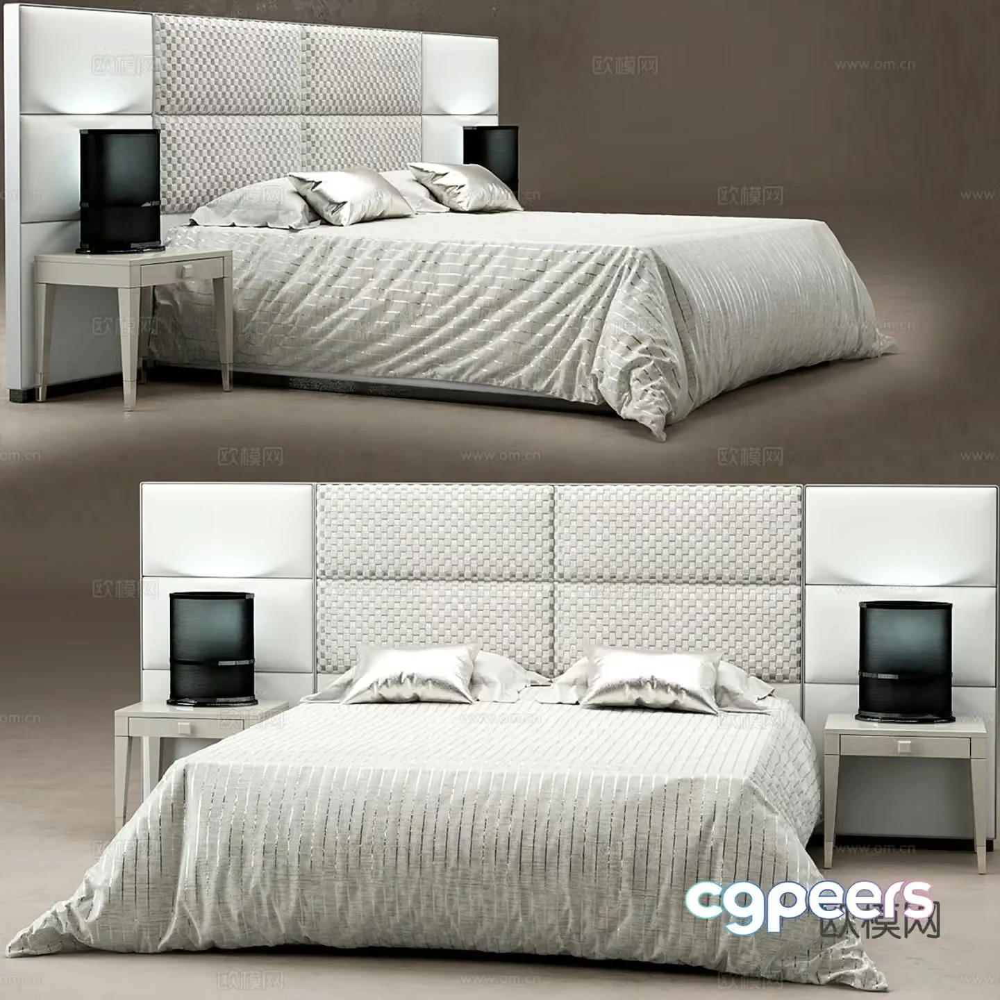 Modern double bed 3d model