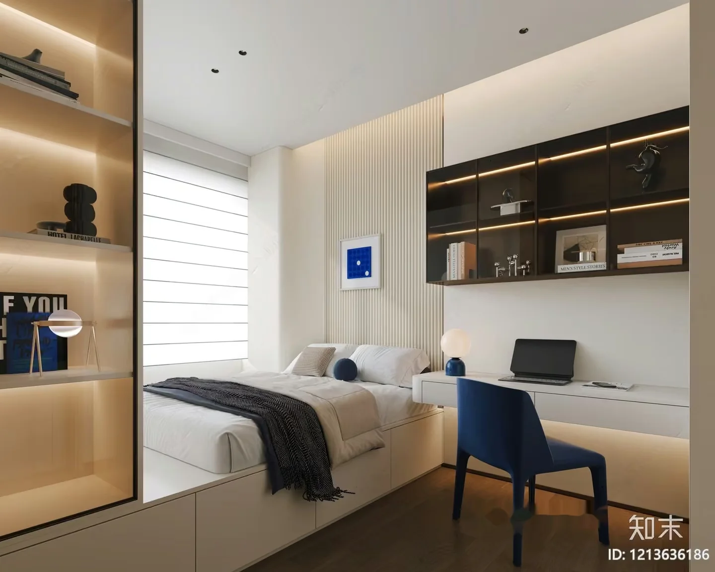 Modern Bedroom With White Furniture 3D Model – 17274 – VRAY Render