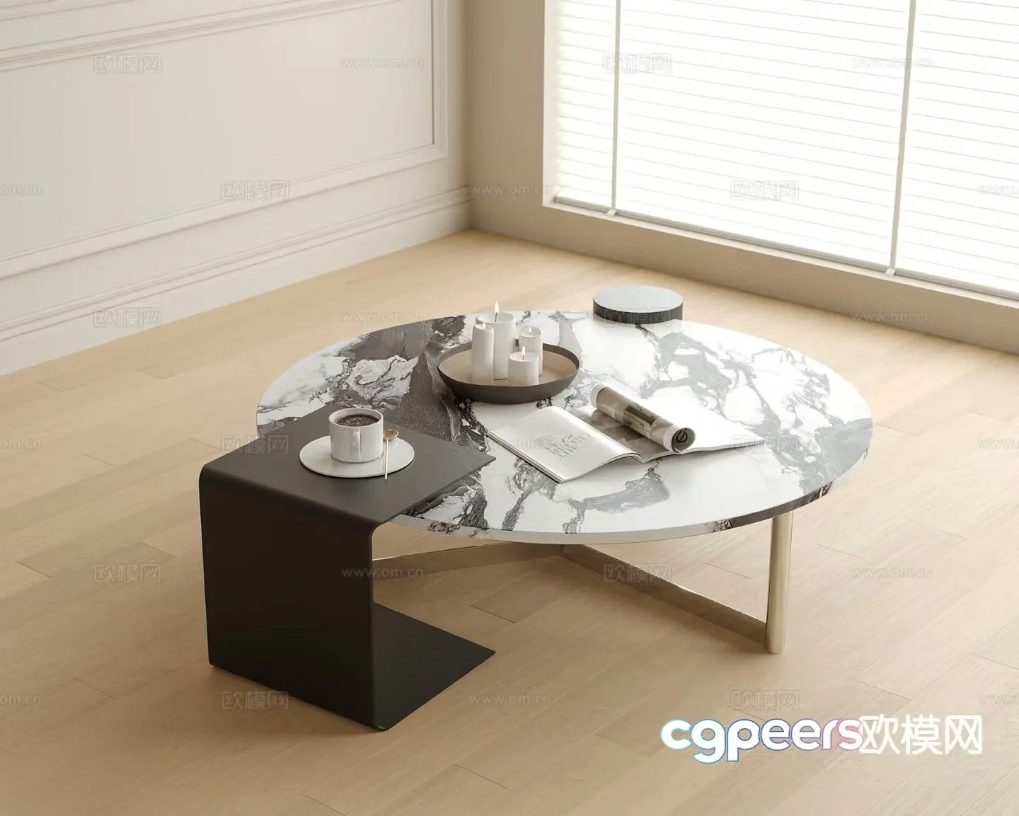 Modern round coffee table mother-in-law coffee table 3d model
