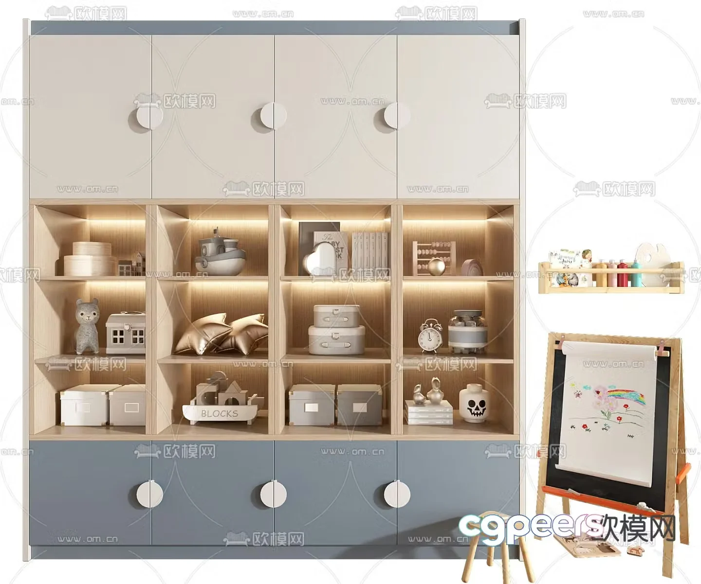 Children’s bookcase storage cabinet 3d model