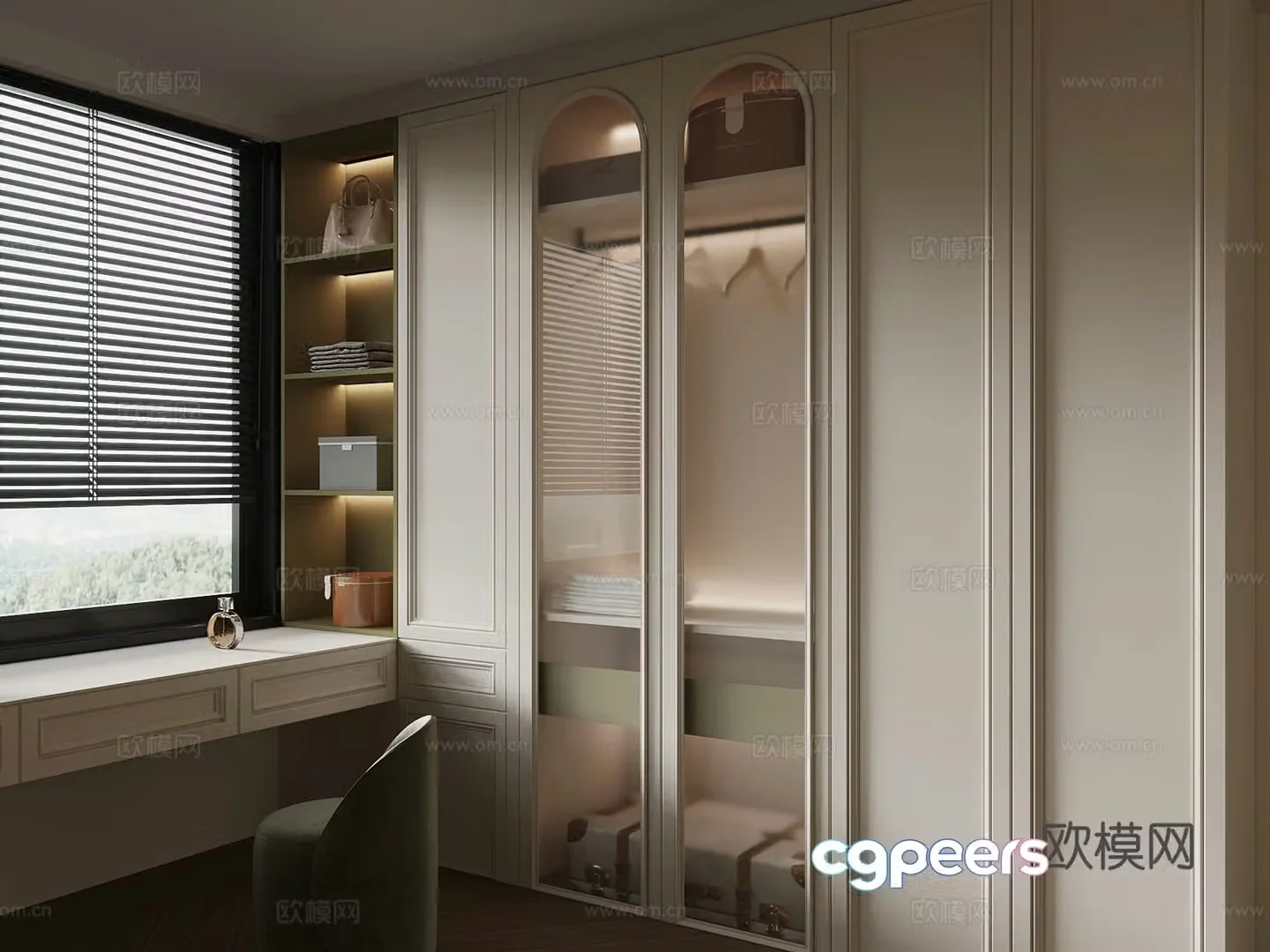 027 wardrobe French cream wardrobe 3d model