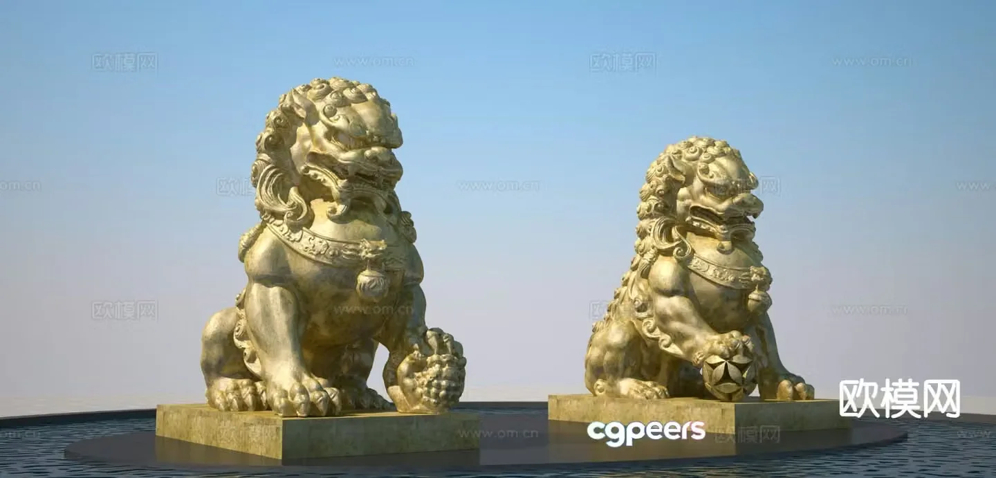 Bronze lion sculpture urban sculpture 3d model