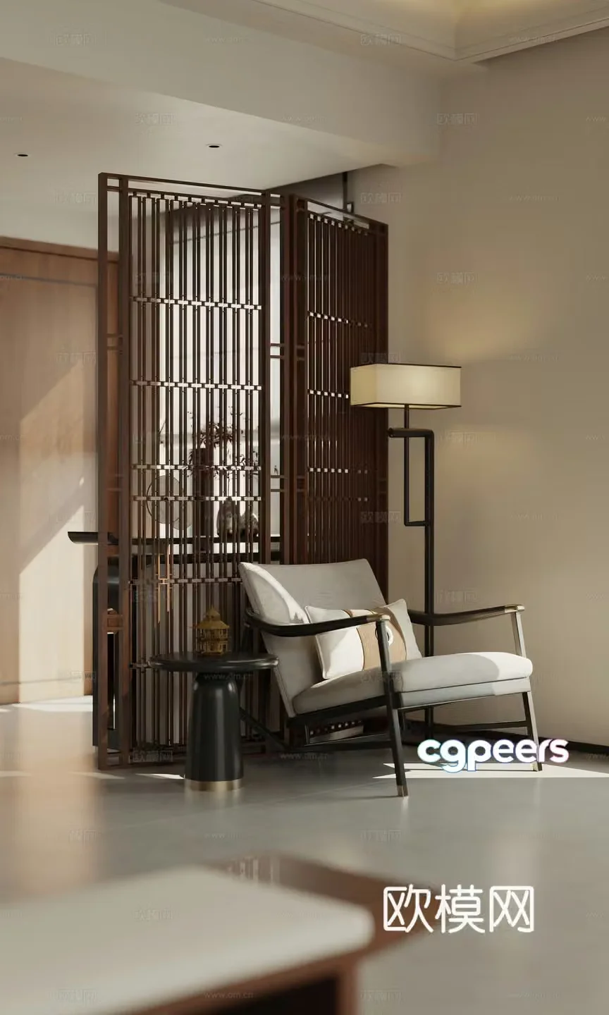 New Chinese casual chair combination 3D model