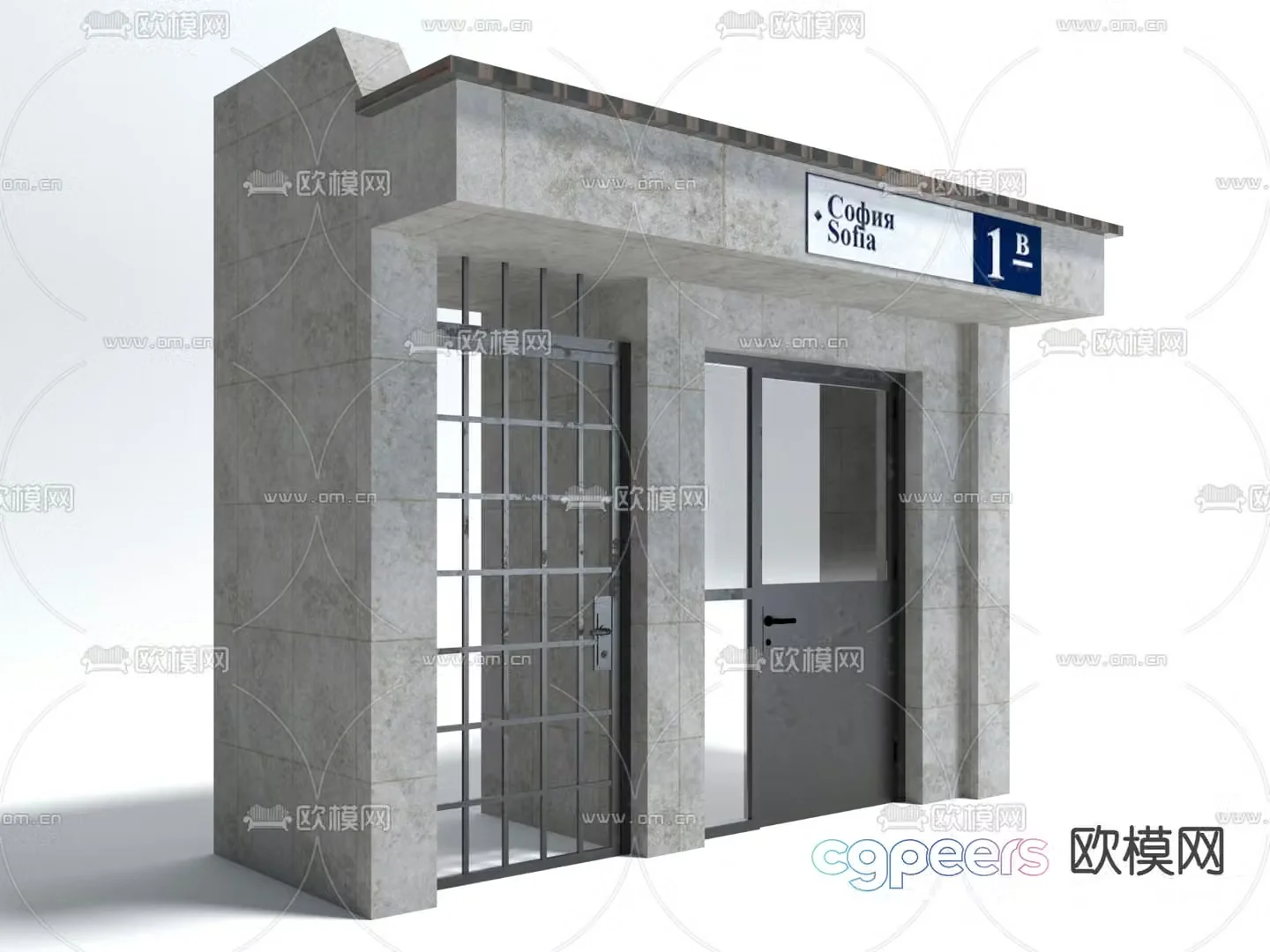 Building door facade 3d model