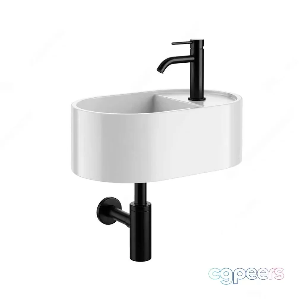 A White Sink With A Black Faucet 3D Model – 14739 – VRAY Render