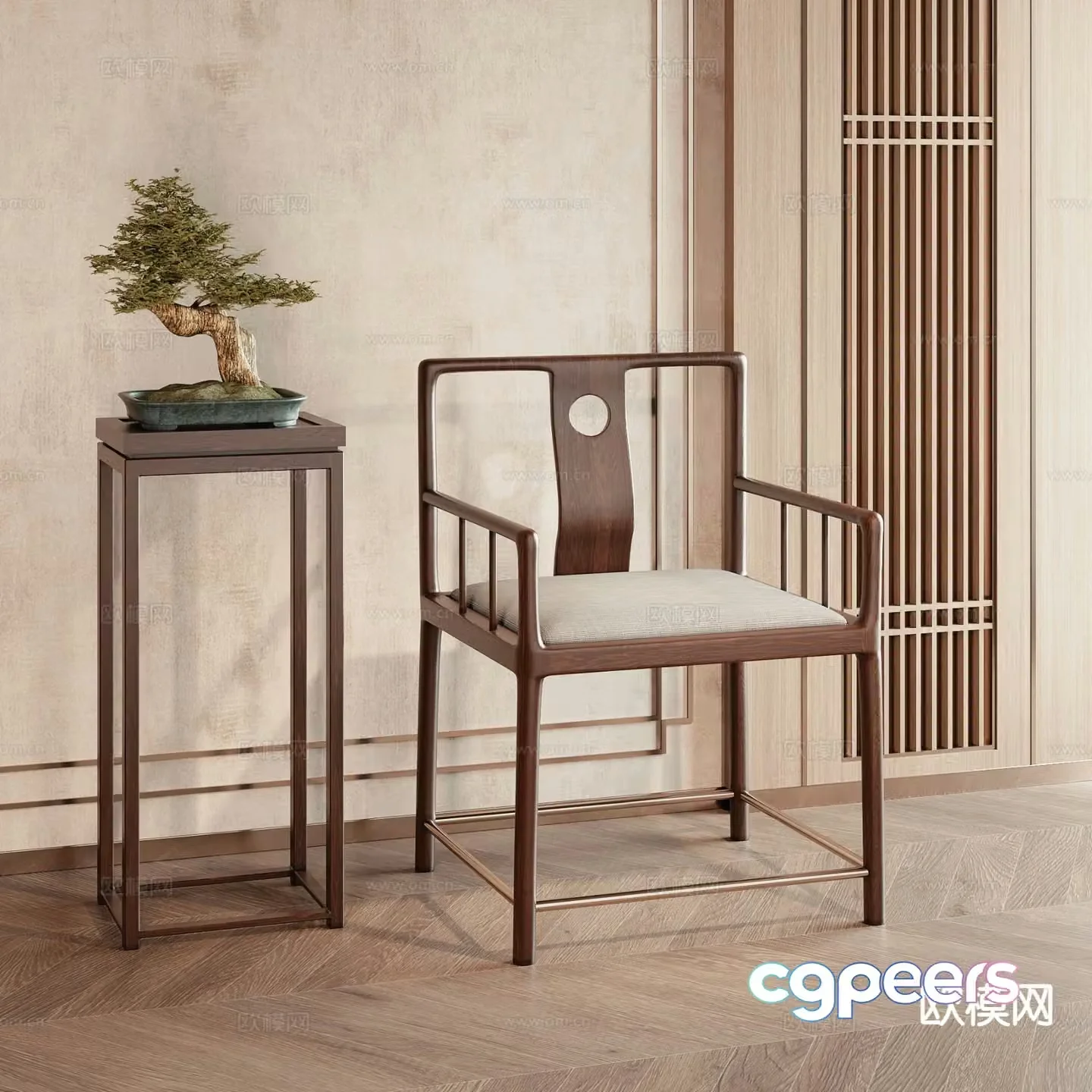 New Chinese style book chair armchair chair 3d model