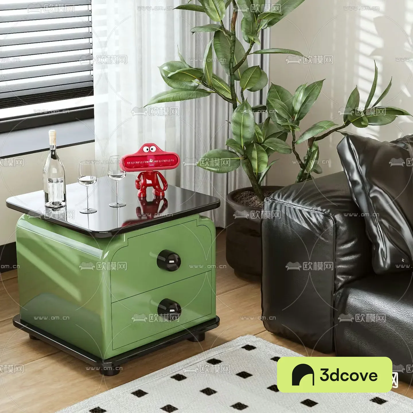 Modern bedside table side cabinet 3d model