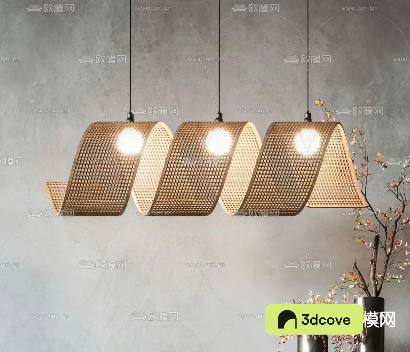 New Chinese style rattan chandelier curling chandelier