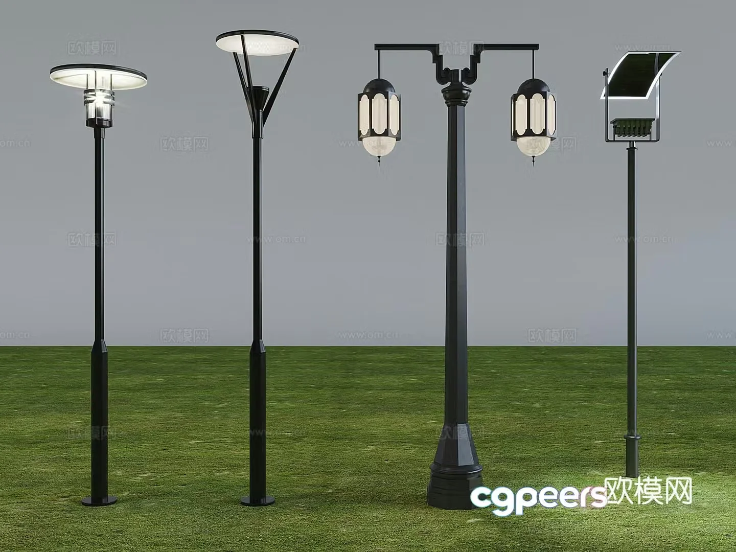 New Chinese style outdoor light street light high pole landscape street light pole lamp post 3D model