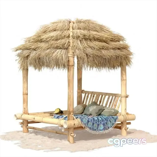 3ds Max Free – Bamboo hut with bed