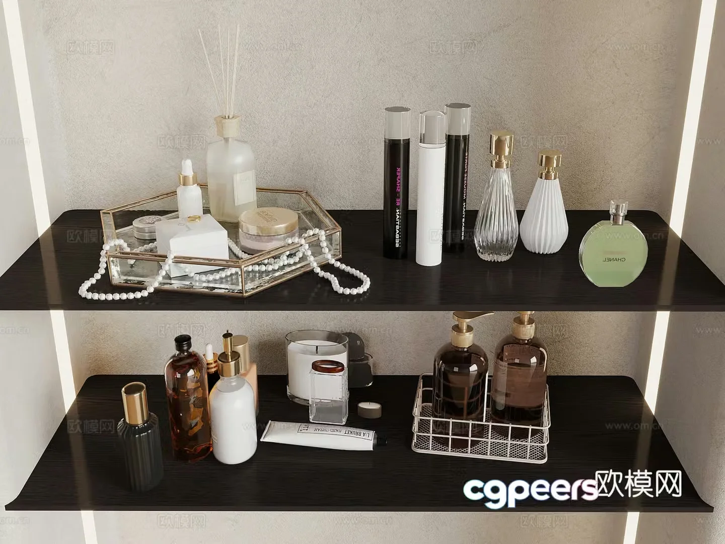Cosmetics Modern cosmetics Toiletries Skin care products 3D model