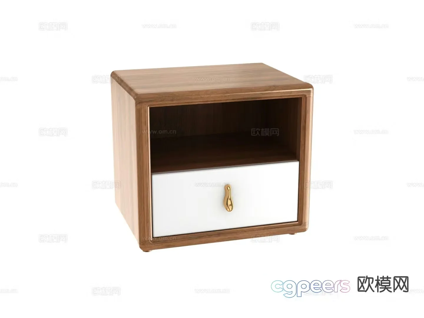 solid wood cabinet bedside table 3d model