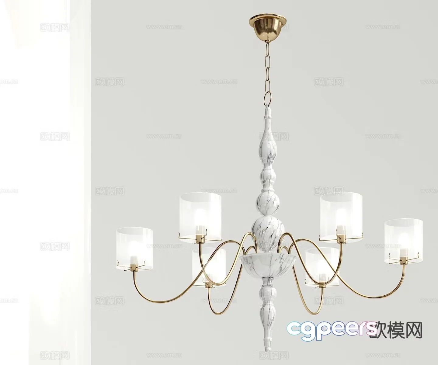 Simple European chandelier 3d model