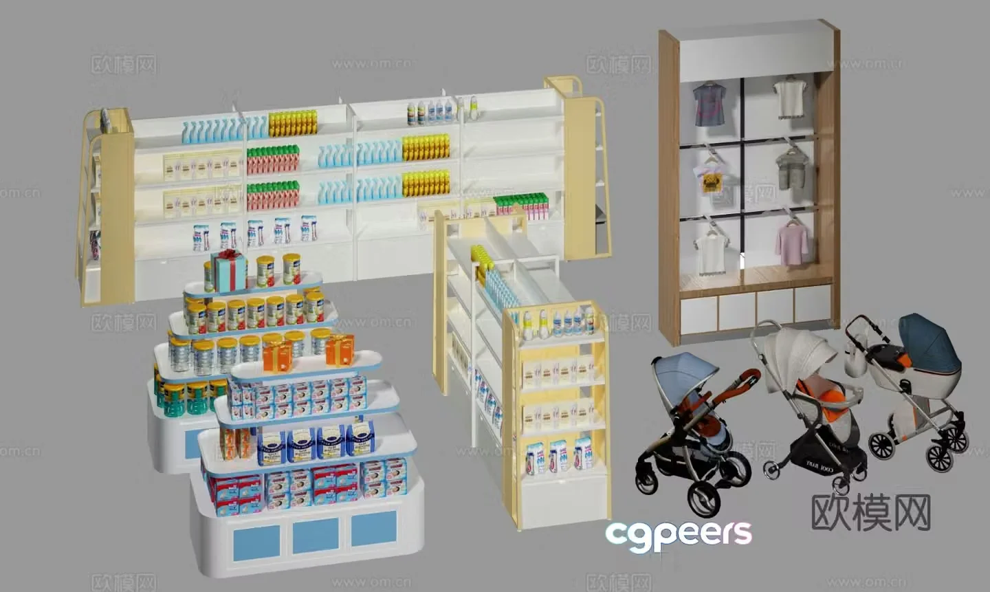 Modern maternal and infant product shelves maternal and infant products display shelves 3D model