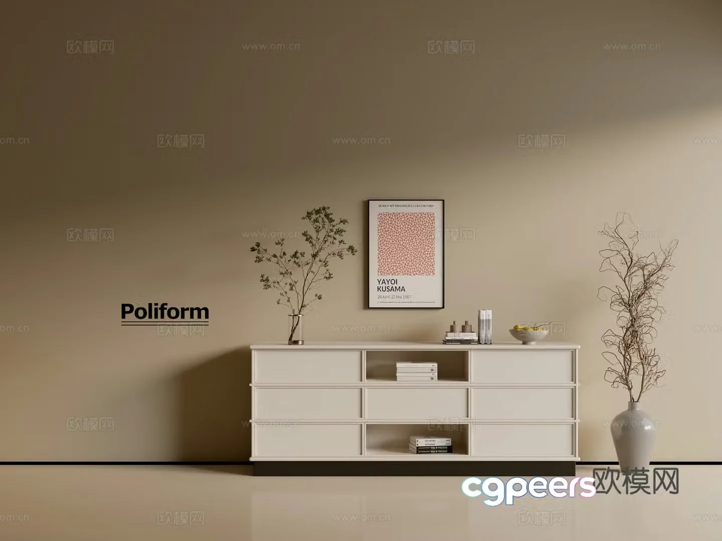 Modern cream wind chest of cabinet ins wind minimalist wind cabinet whole cabinet sideboard balcony cabinet 3d model