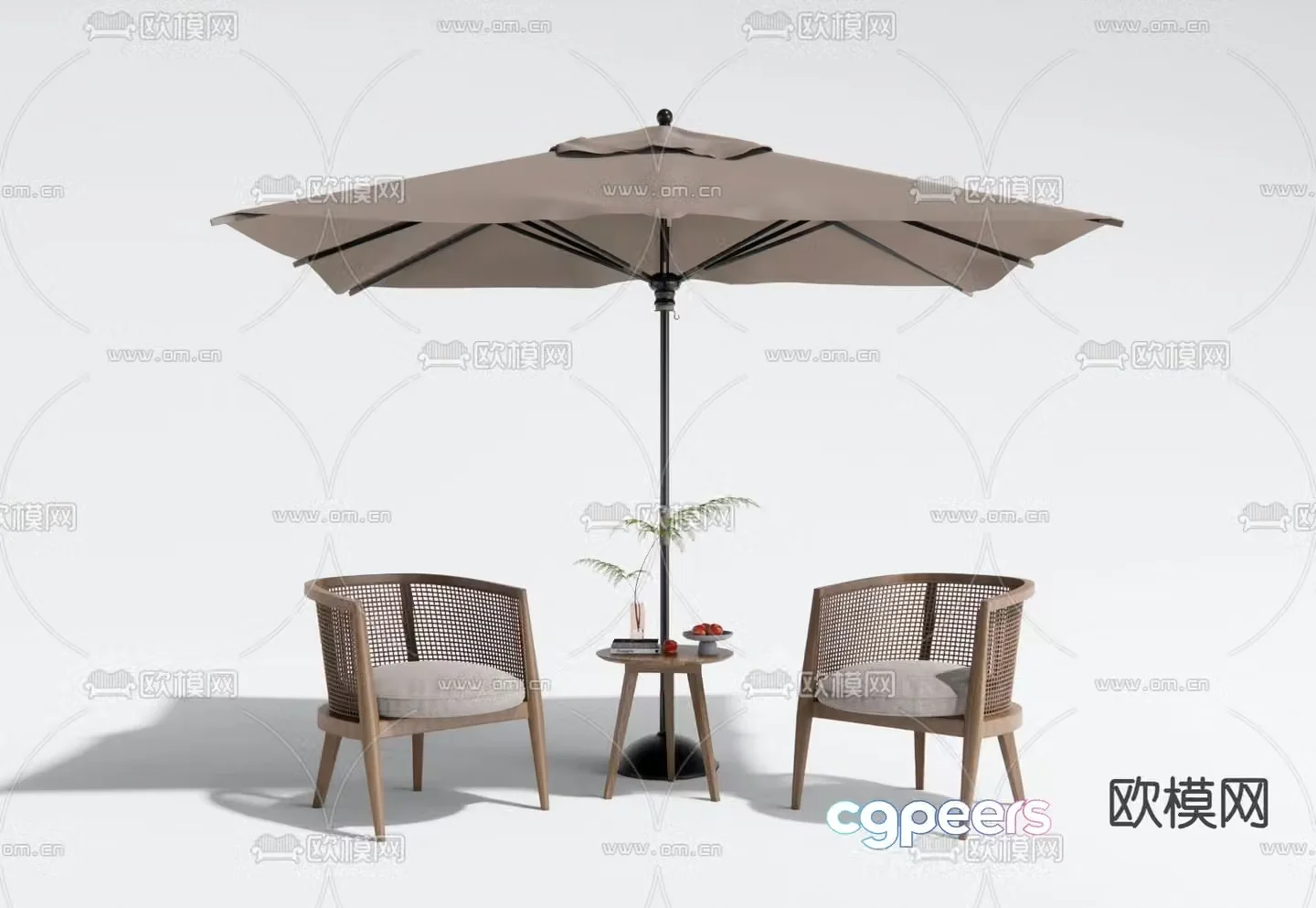 Outdoor sofa rattan sofa parasol 3d model