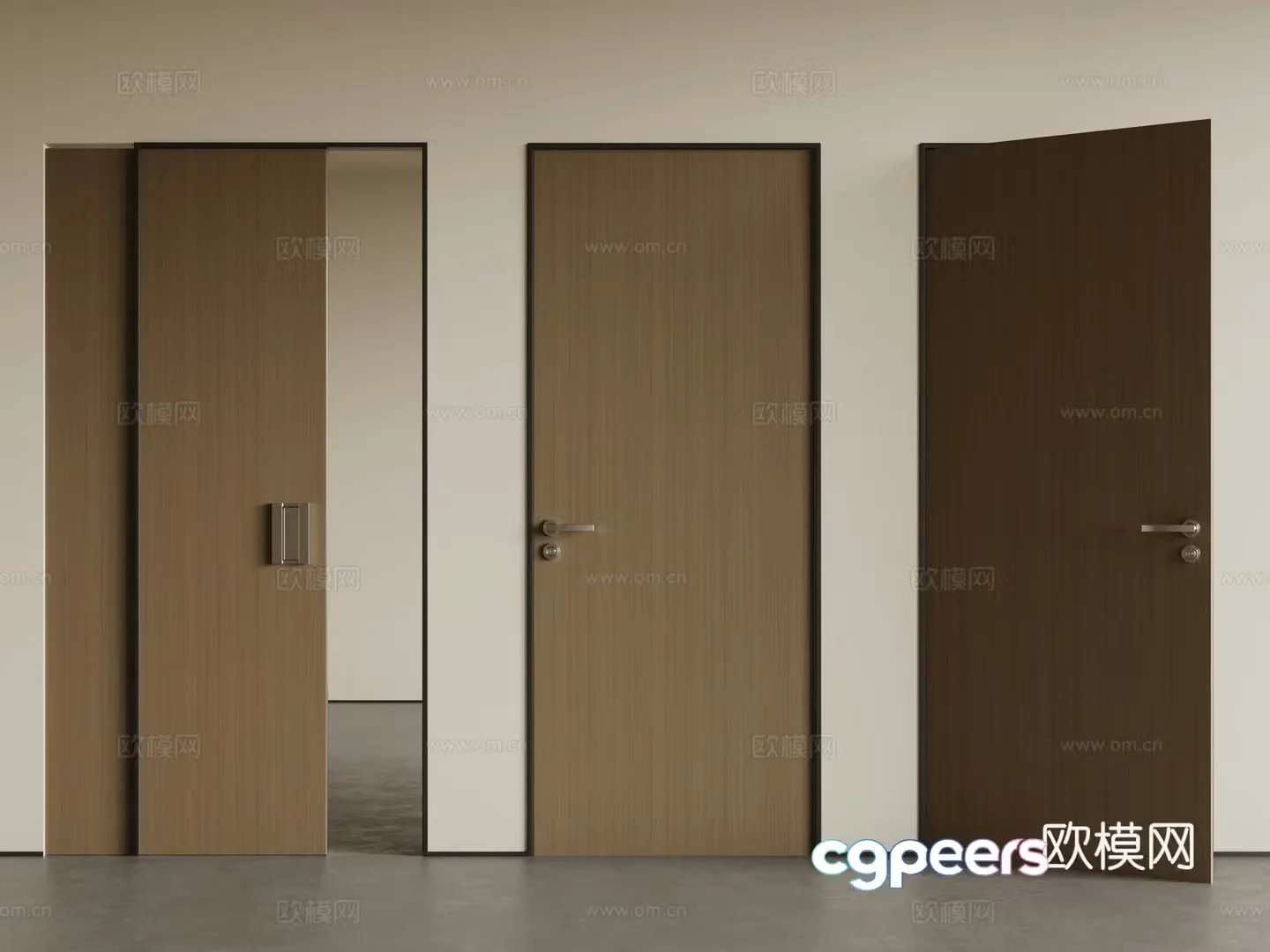 Modern single-open door wooden door swing door single-open door combination 3D model