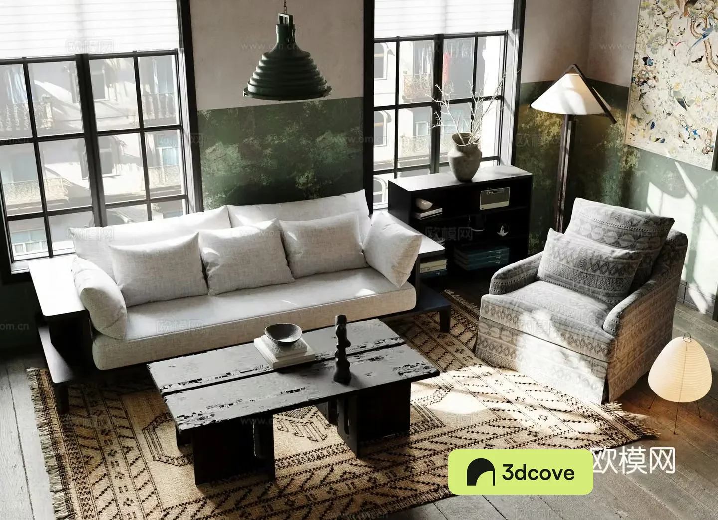 Middle style living room sofa 3d model