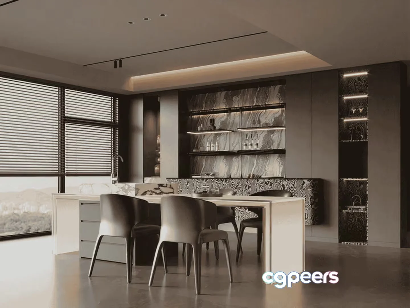 Modern Dining Area 3D Model – 13284 – VRAY Render