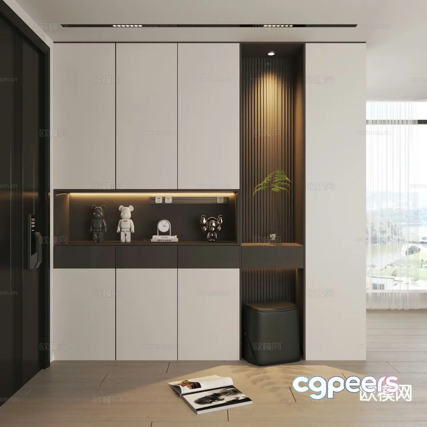 Modern entrance shoe cabinet 3d model