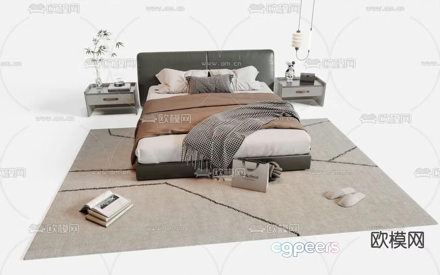 Modern double bed 3d model