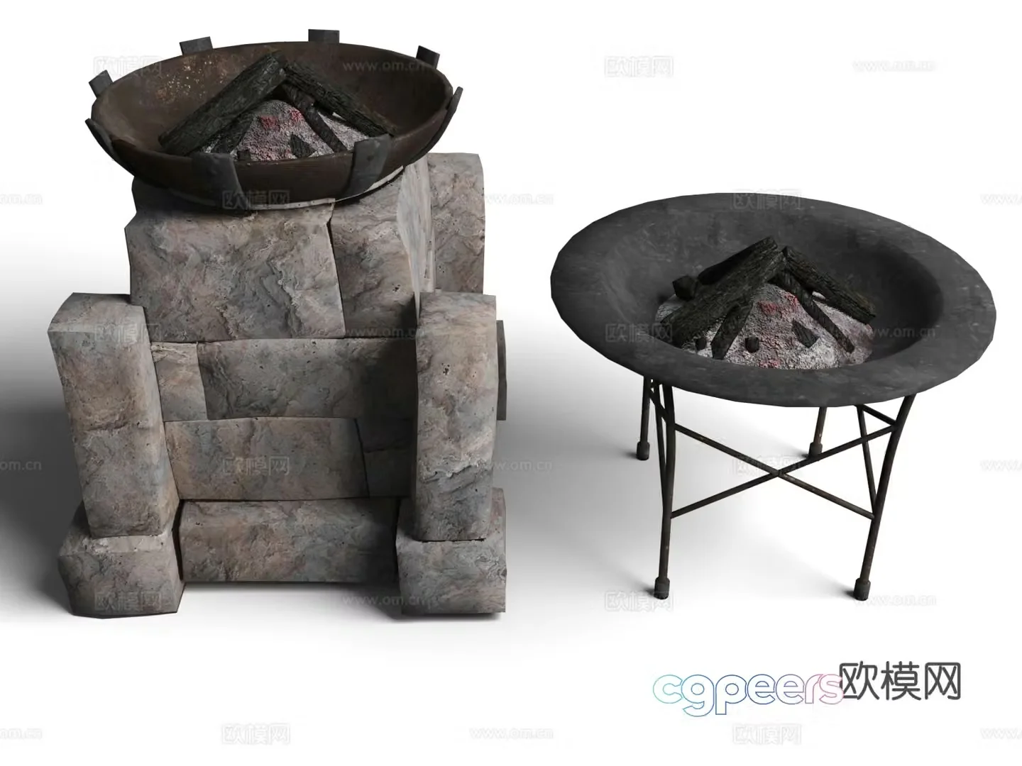Camping pot Outdoor barbecue outdoor pot BBQ grill soup pot Modern surrounding stove tea stove 3d model