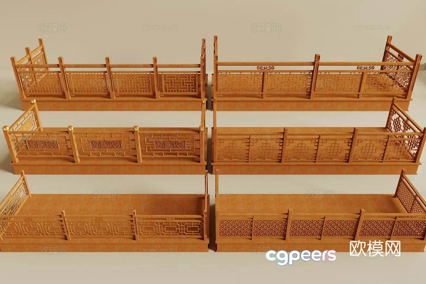 Chinese railing 3D model