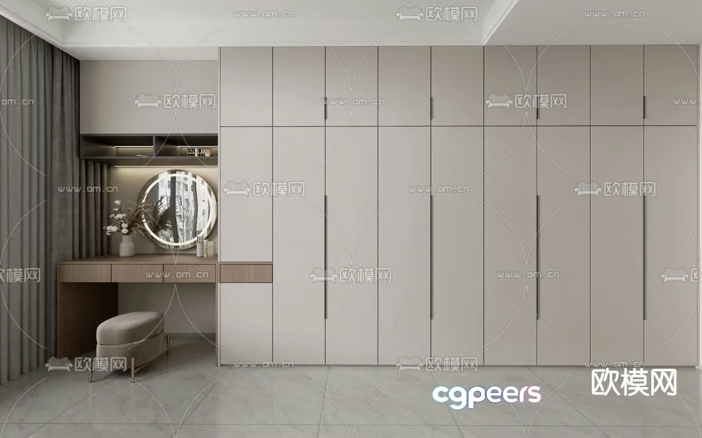 Simple integrated wardrobe 3D model