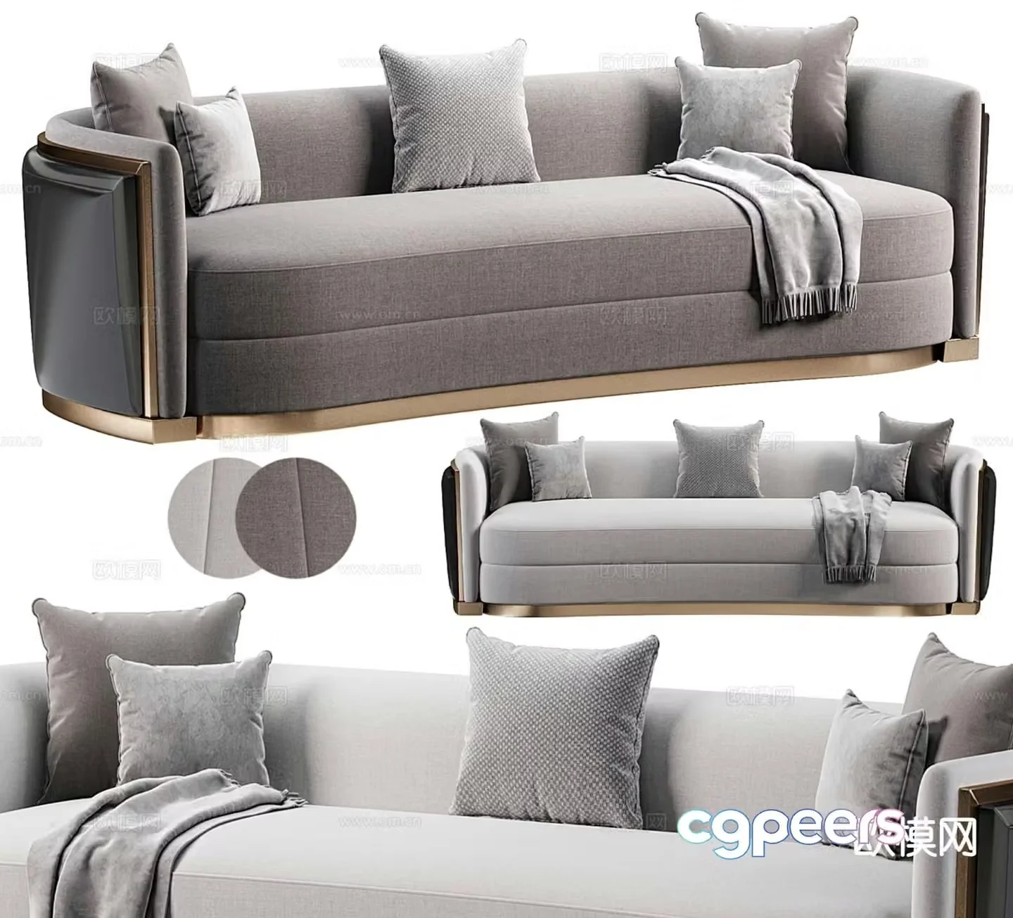 Modern multi-seater sofa 3d model