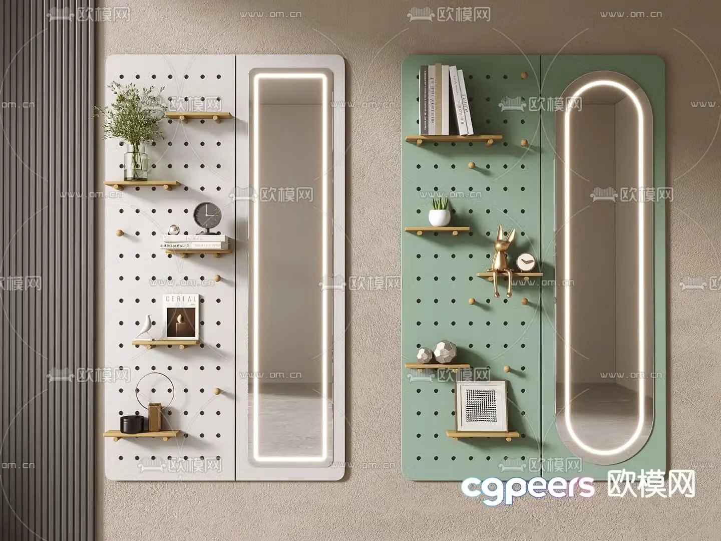 Hole board wall decorative board shelf 3D model