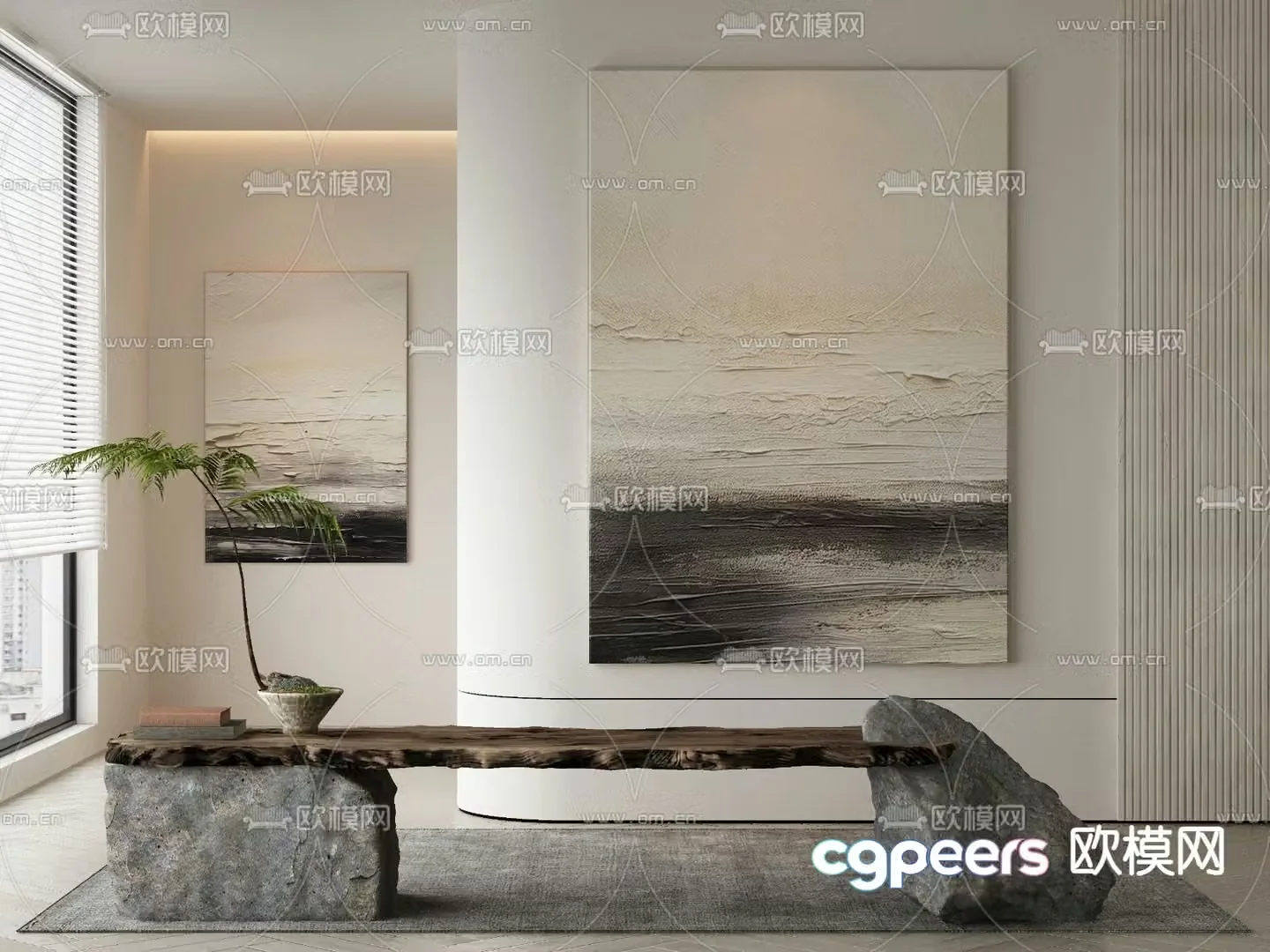 Wabisa painting texture painting abstract painting decorative painting 3d model