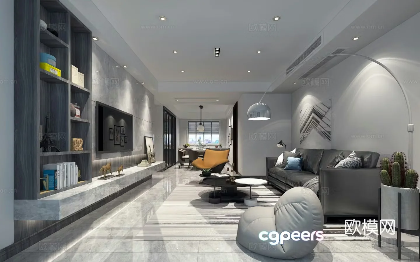 Modern living and dining room chandeliers desk lamp multi-person sofa single sofa coffee table decorative cabinet 3D model