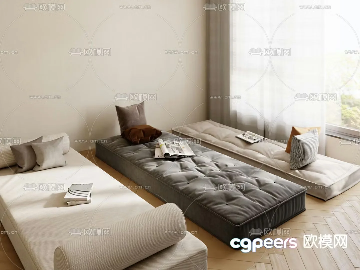 Cushion bay window cushion 3d model