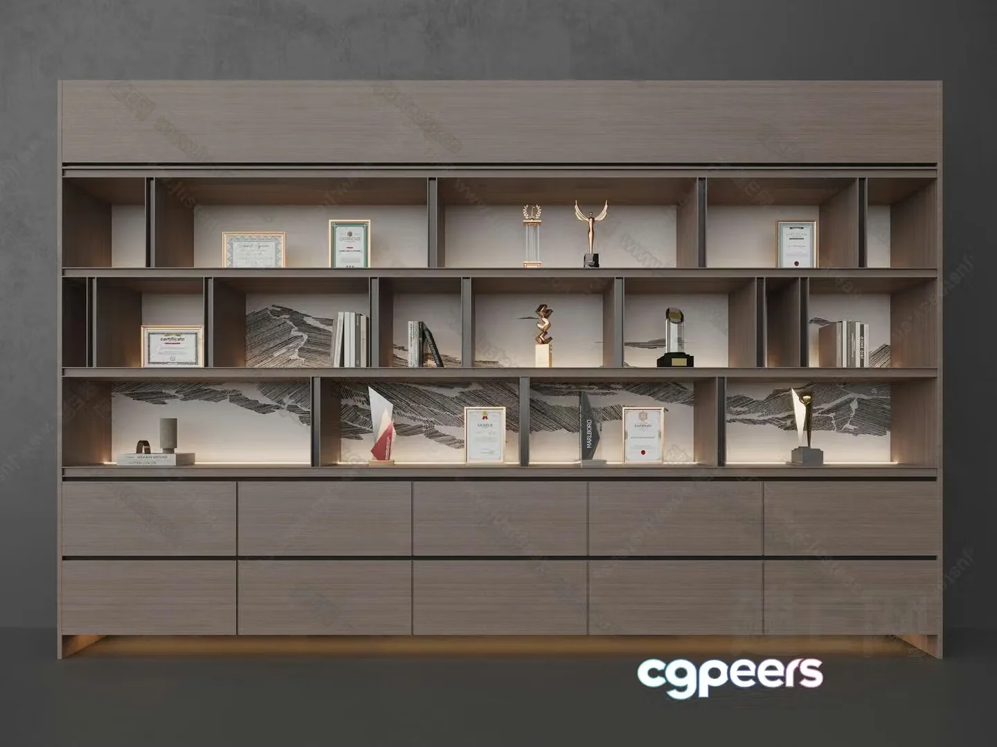 Modern Shelving Unit 3D Model – 6251 – CORONA Render