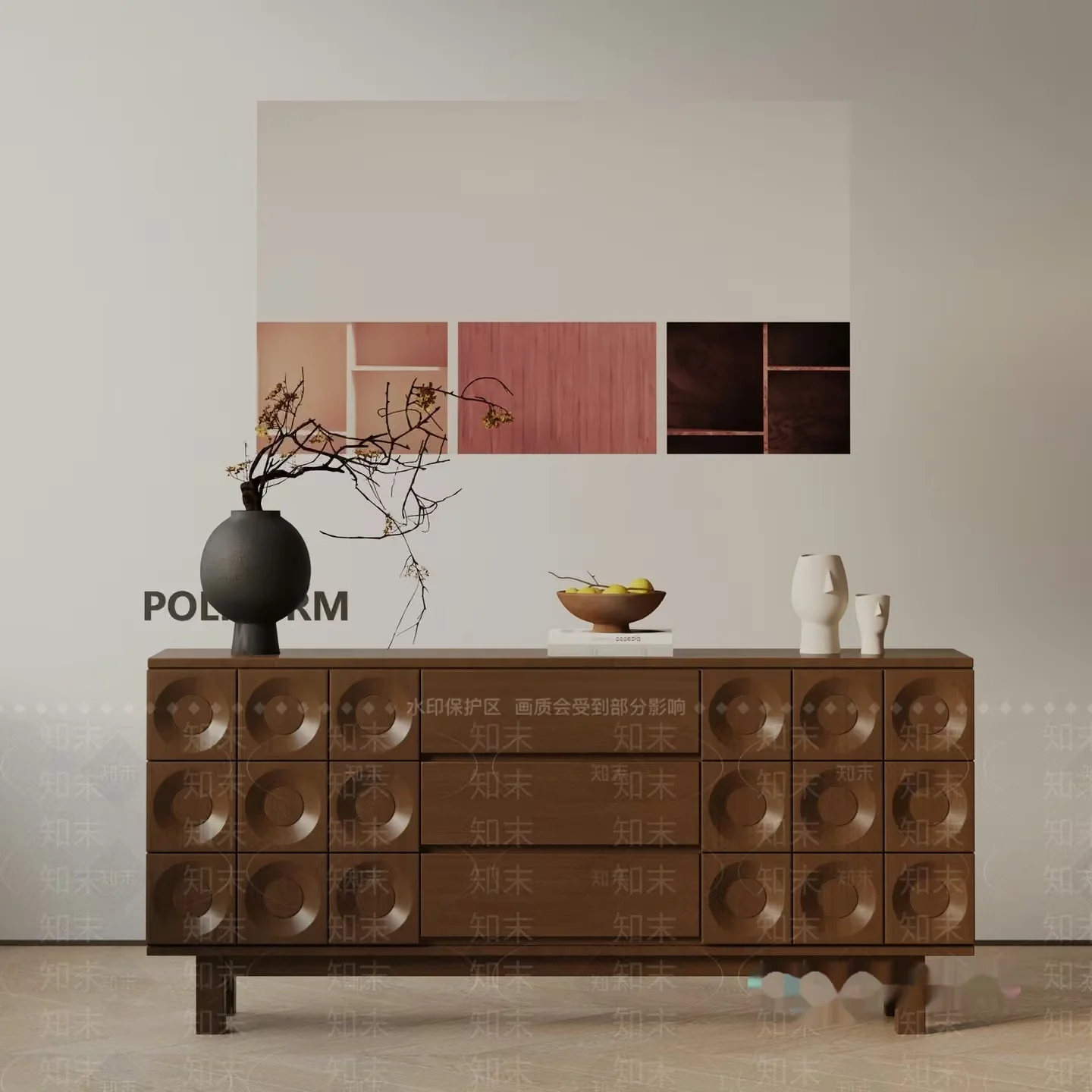 Modern Wooden Dresser 3D Model – 1320 – VRAY Render