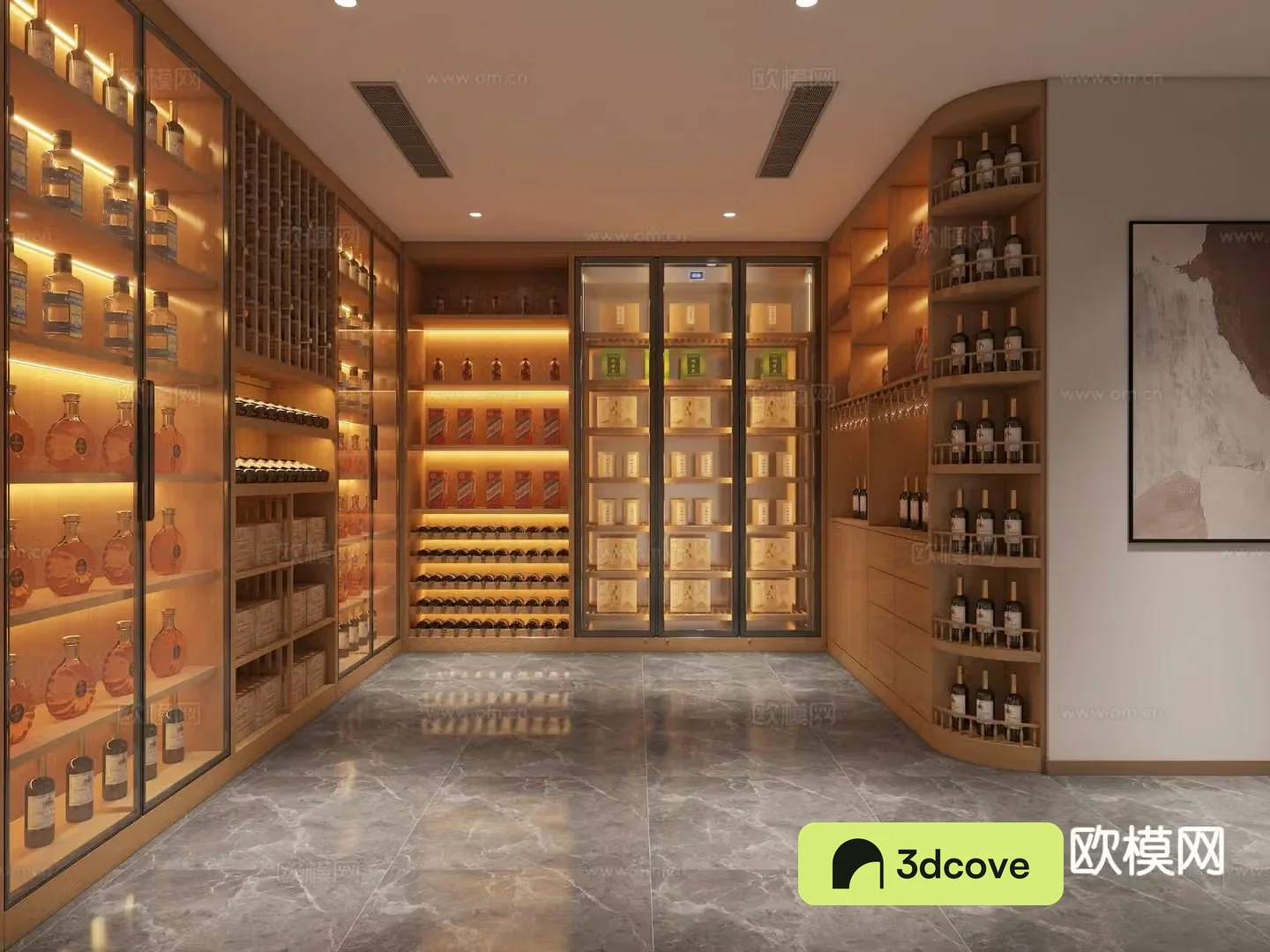 Modern red wine cellar cold storage room constant temperature room
