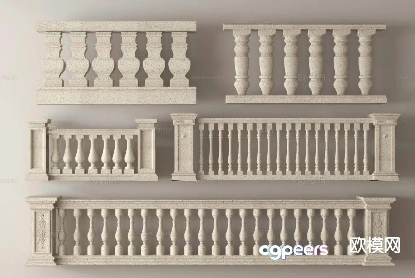 French railing fence Aquarius railing 3d model
