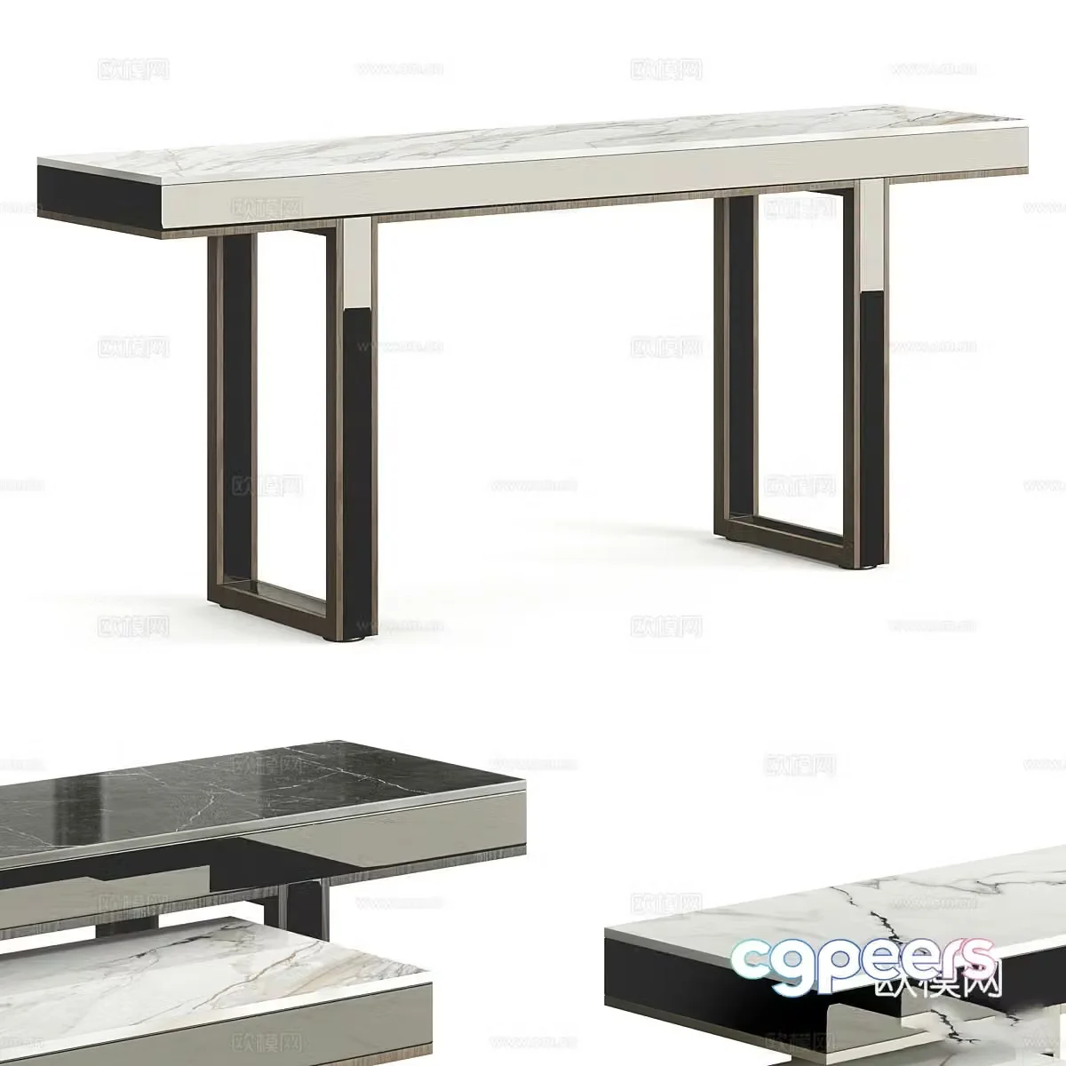 New Chinese style light luxury marble entrance table 3D model