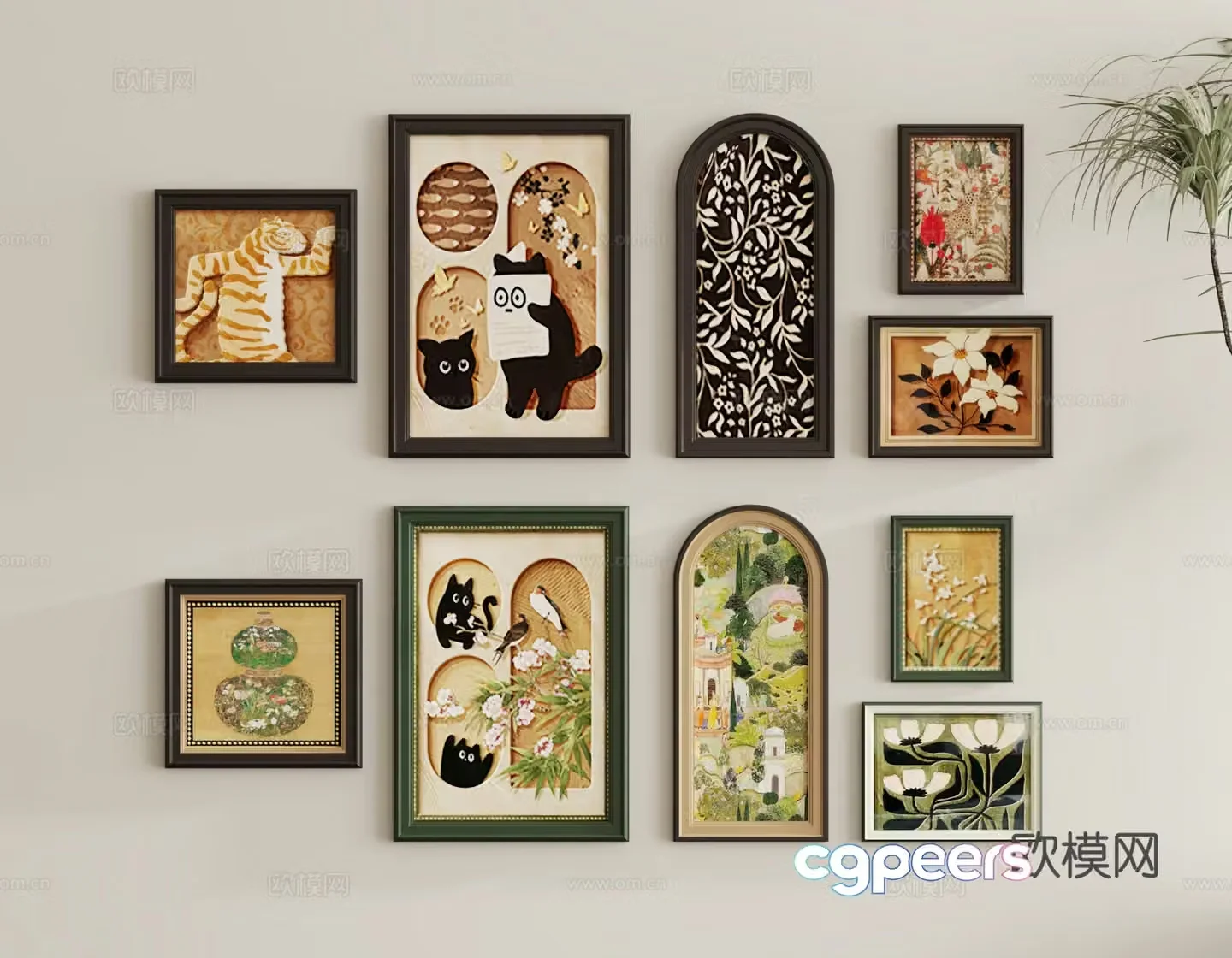 Retro decorative painting combination painting 3d model