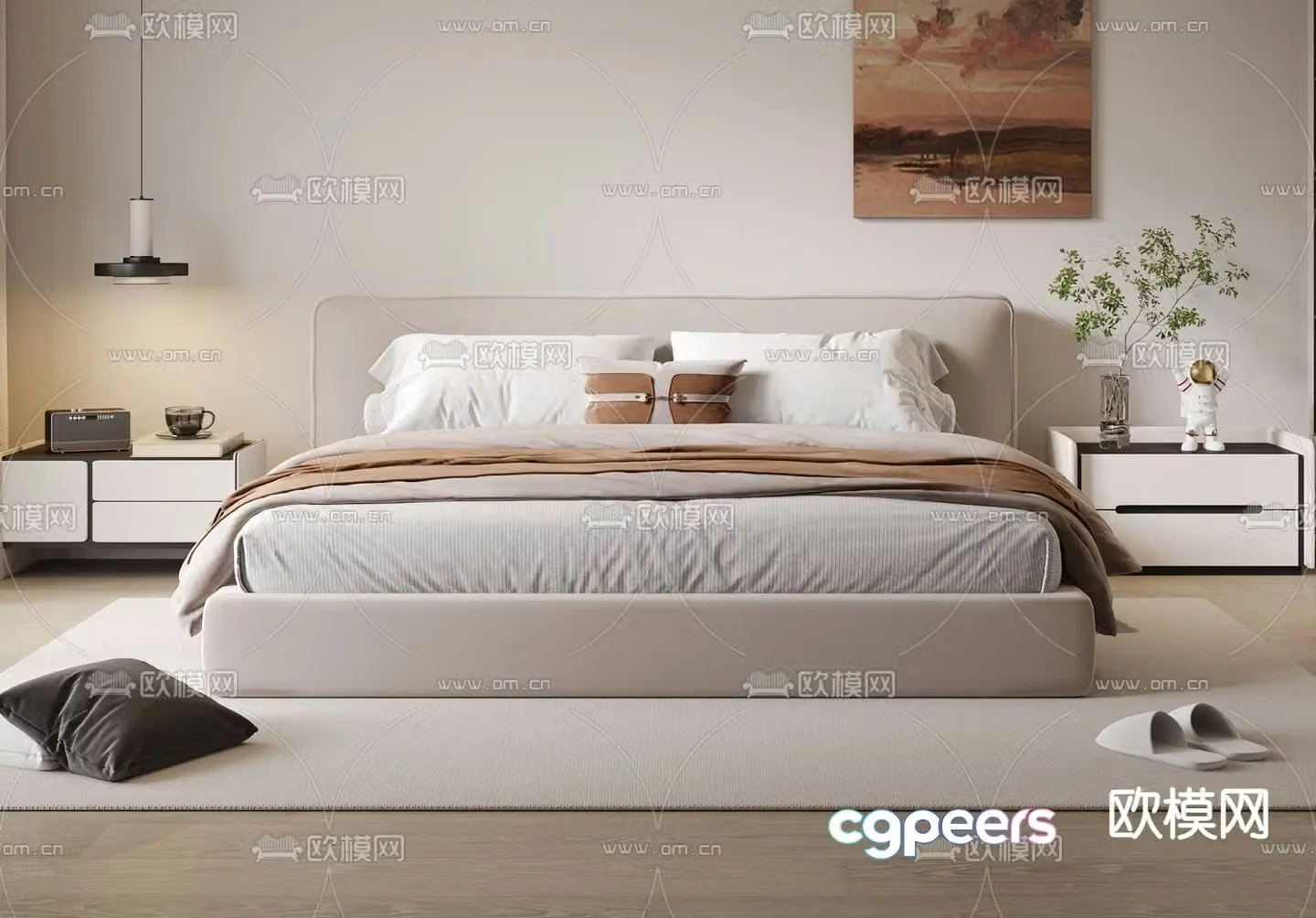 Modern double bed 3d model