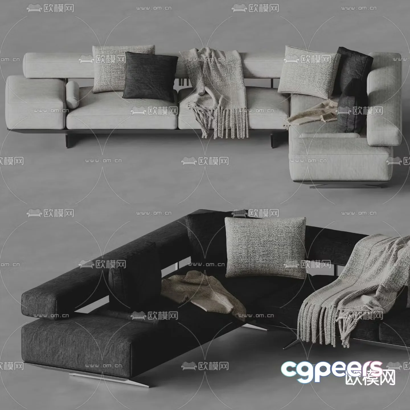 Modern corner sofa fabric sofa 3d model
