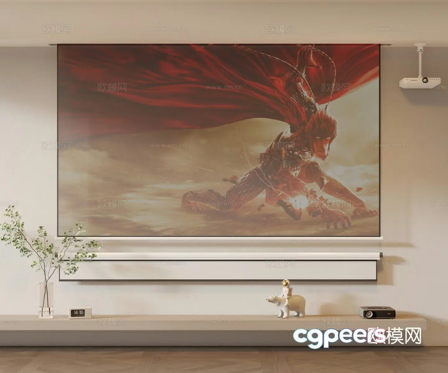 Projector Projection Equipment Curtain 3D Model