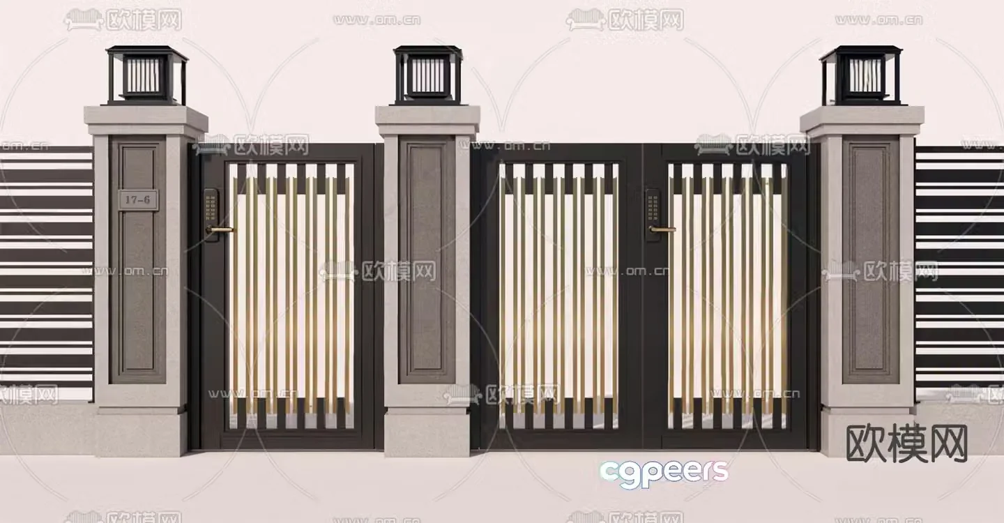 Courtyard gate villa gate 3d model