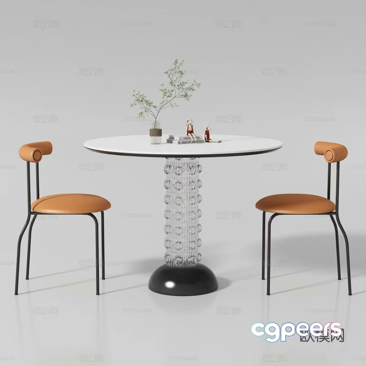 Modern round dining table and chair 3d model